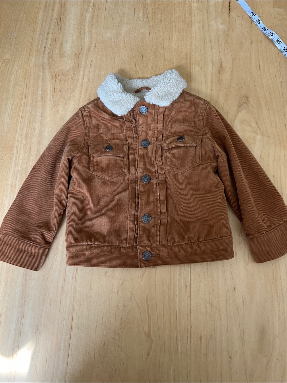 GAP Kids Rust Brown Corduroy Jacket with Cream Sherpa Collar